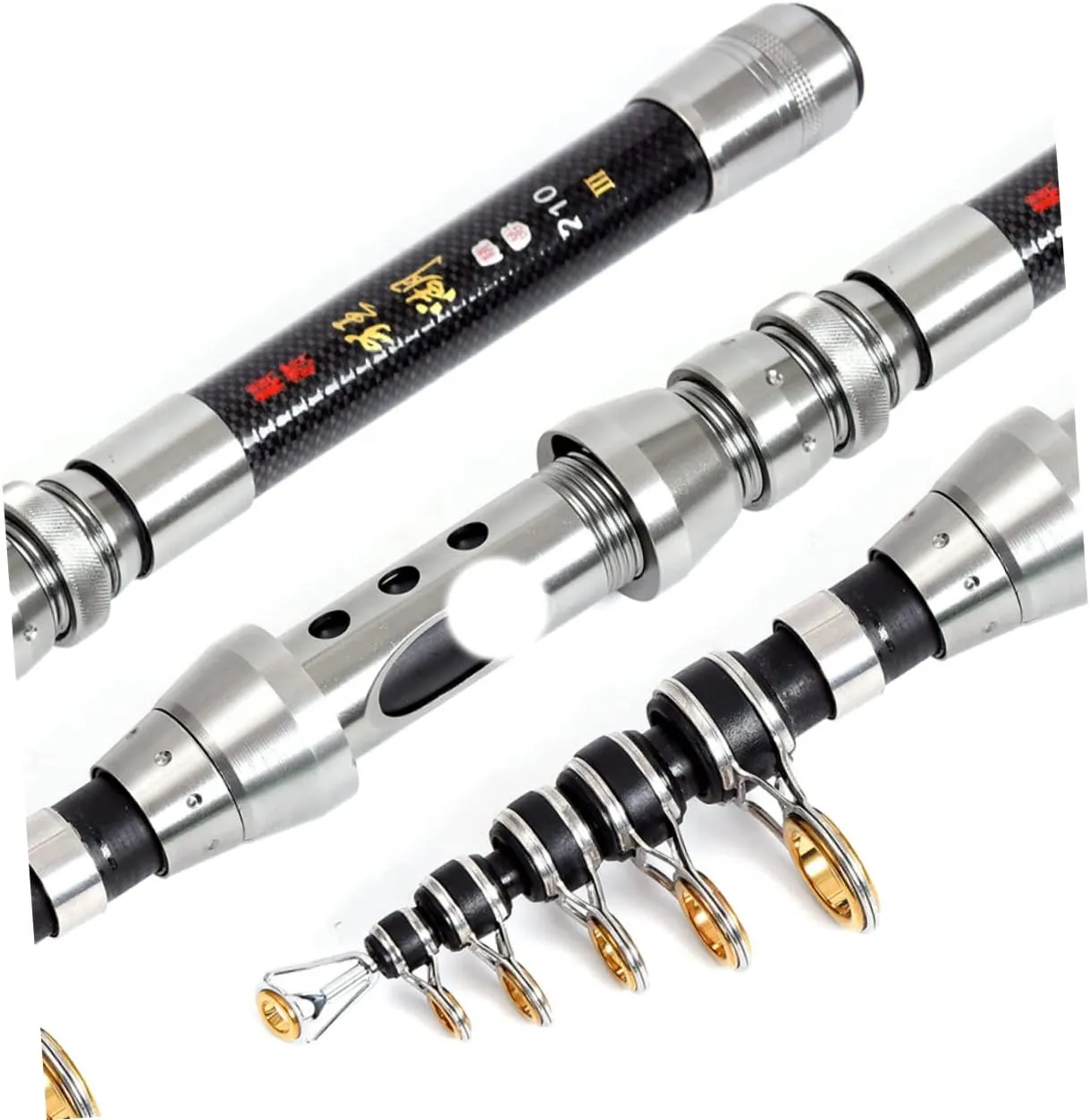 Throwing Fishing Rod Fishing Pole Carbon Fiber Fishing Rod Mini Fishing Rod Portable Fishing Rod Silver