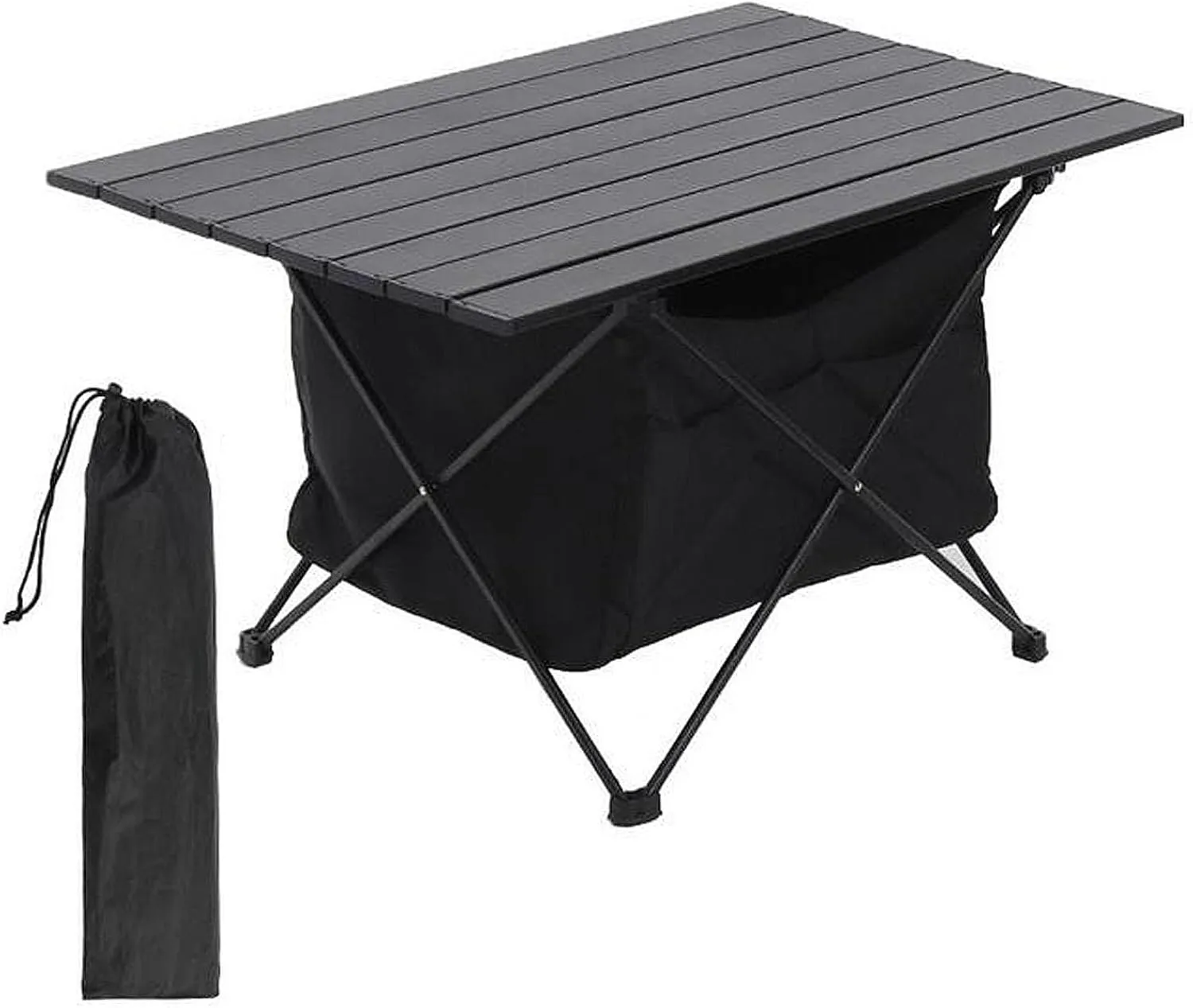 TIBROMTACK Folding Camping Table Portable Aluminum Outdoor Table with Storage Space and Carry Bag (Small)