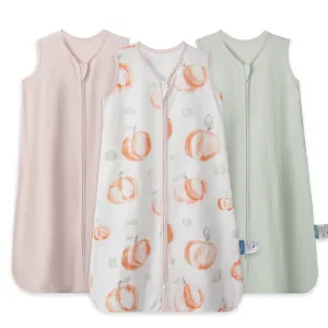 TILLYOU Toddler Sleep Sack 18-24 Months 3 Pack, 0.5 Tog Soft Cotton Wearable Blanket for Baby with Double Zipper, Peach Dot