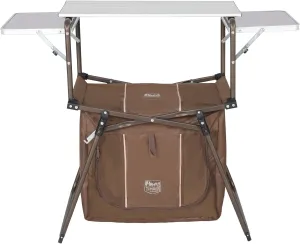 TIMBER RIDGE Outdoor Folding Camping Kitchen Table, Lightweight Portable Aluminum Cooking Table with Storage and Carry Bag, Camp Cook Station, Foldable Grill Table for BBQ, Picnic, Backyard, Brown