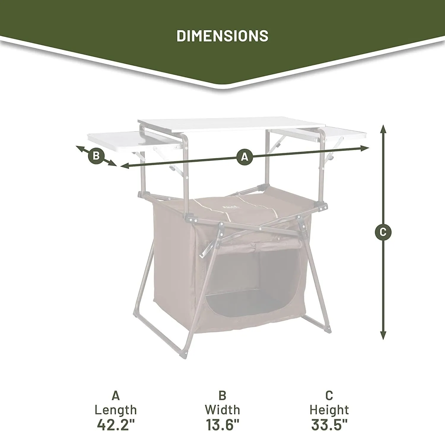 TIMBER RIDGE Outdoor Folding Camping Kitchen Table, Lightweight Portable Aluminum Cooking Table with Storage and Carry Bag, Camp Cook Station, Foldable Grill Table for BBQ, Picnic, Backyard, Brown
