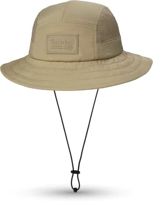 Timberland Mesh Panel Men's Bucket Hat, Wide Brim Sun Hat with Adjustable Chin Cord, Perfect for Outdoor Adventures