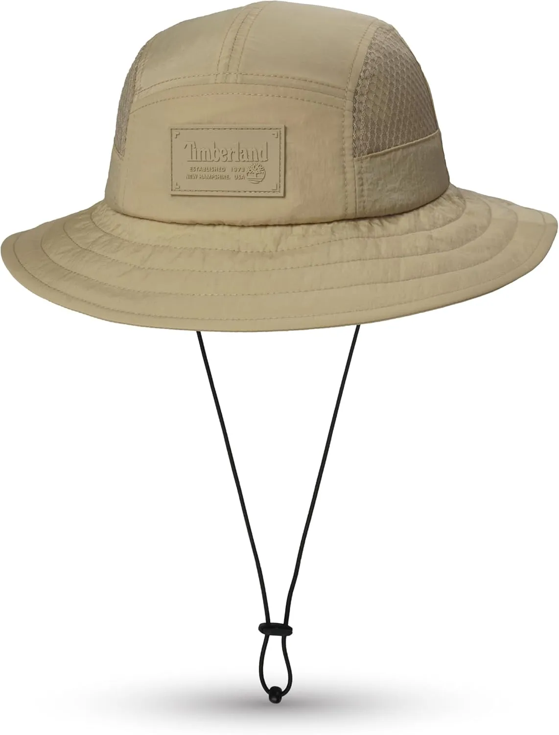 Timberland Mesh Panel Men's Bucket Hat, Wide Brim Sun Hat with Adjustable Chin Cord, Perfect for Outdoor Adventures