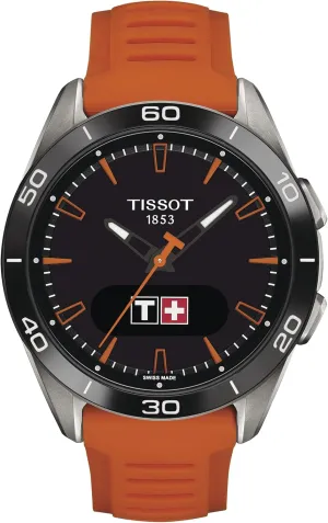 Tissot Unisex T-Touch Connect Sport antimagnetic Titanium case Quartz Watches, Orange, Silicone, 21 (T1534204705102)
