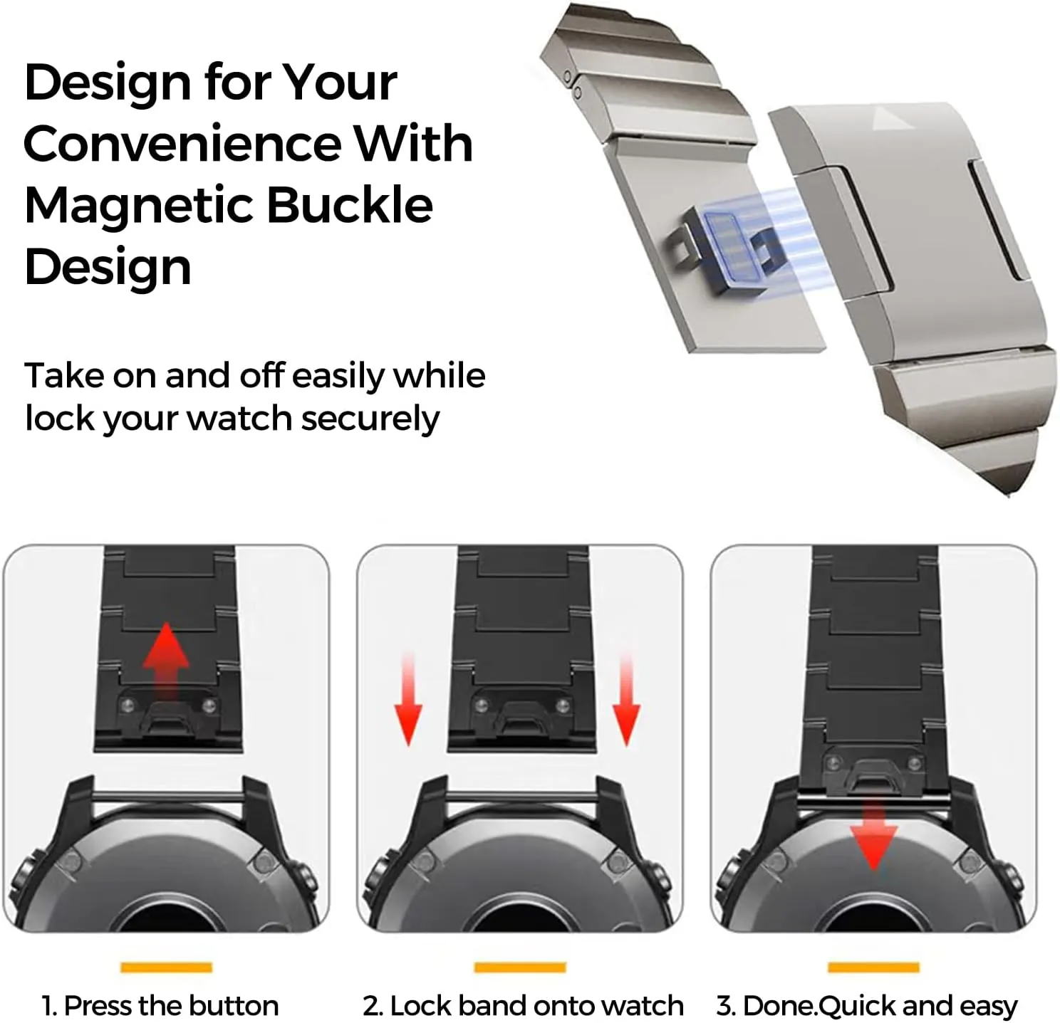 Titanium Magnetic Band for Fenix 8/7X/6X/5X Plus, 26mm Titanium Metal Quick Release Strap for Garmin Fenix 7X Pro/6X Pro/5X Plus/Enduro 3/tactix 7