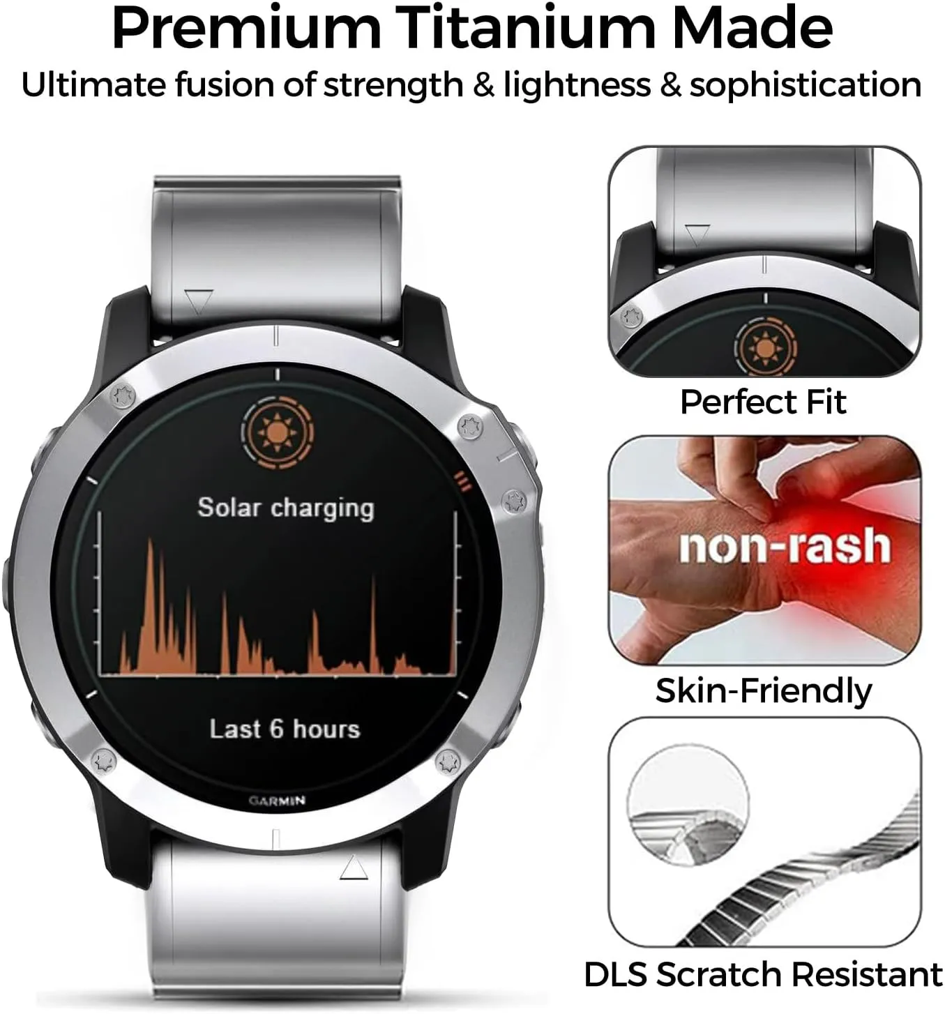 Titanium Magnetic Band for Fenix 8/7X/6X/5X Plus, 26mm Titanium Metal Quick Release Strap for Garmin Fenix 7X Pro/6X Pro/5X Plus/Enduro 3/tactix 7