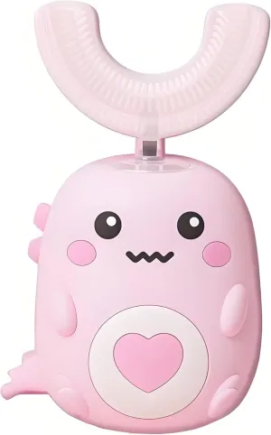 Toddla U-Shaped 360º Ultrasonic Toothbrush, Ultrasonic Kid's U-Shaped Electric Toothbrush Whit LED-Lights, 5 Cleaning Modes, One Charge for 15 Days, Easy-Grip Silicone Handle, Waterproof (Pink(6-12))