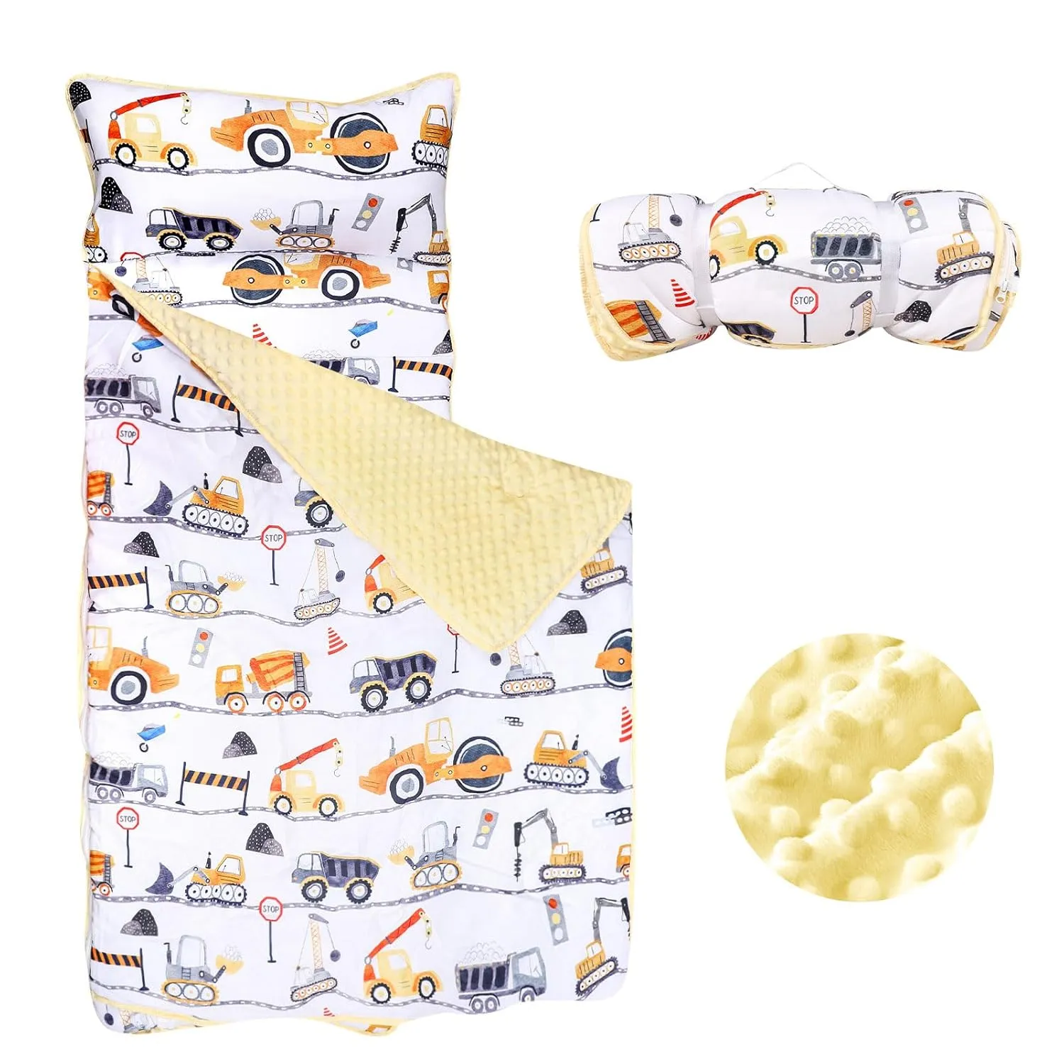 Toddler Nap Mat with Pillow and Blanket, Thicken Kids Sleeping Bag for Boys and Girls, Extra Large Rolled Napping Mats for Daycare, Sleepovers Preschool Travel Camping, Ages 3-7 Years
