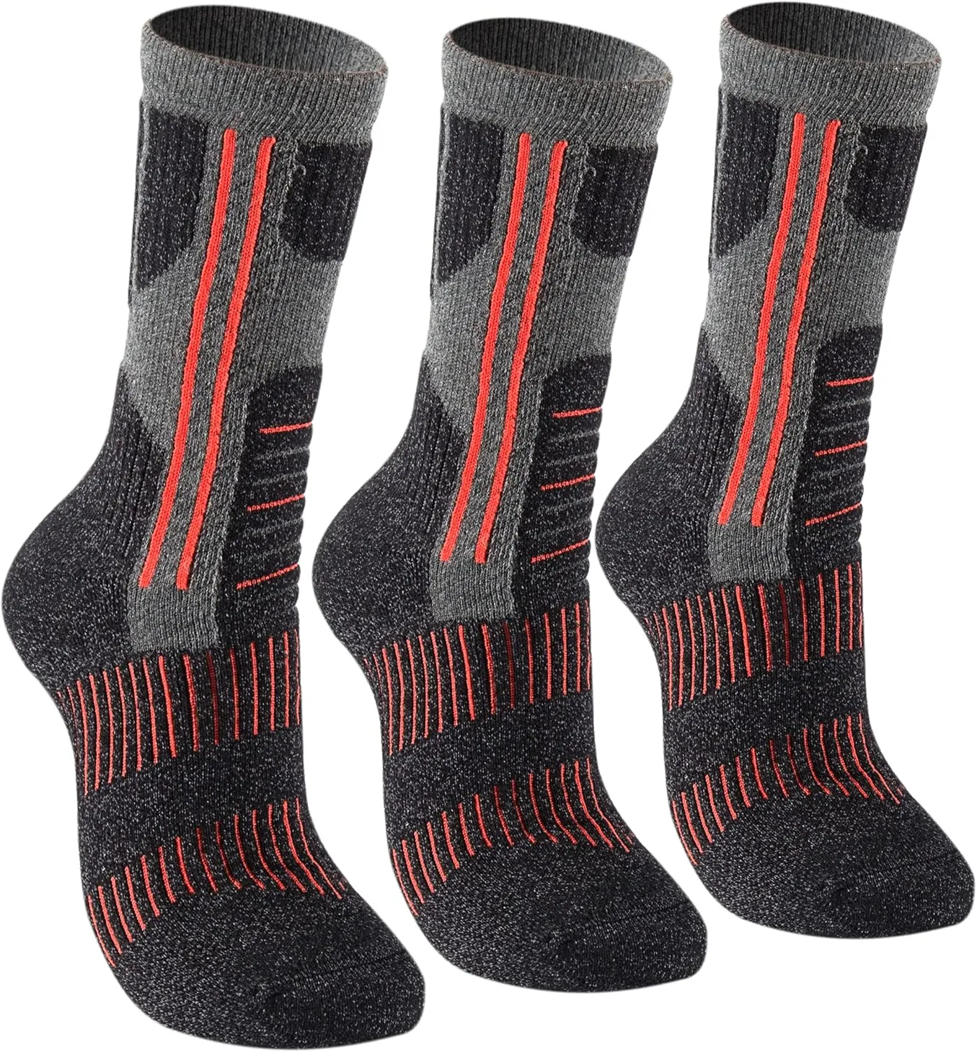 Toes&Feet Womens and Mens Padded Anti Blister Odor Resistant Sweat Wick Trekking Hiking Skiing Mid-Calf Crew Knee High Socks