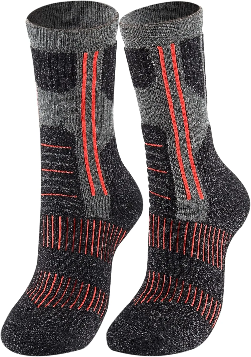 Toes&Feet Womens and Mens Padded Anti Blister Odor Resistant Sweat Wick Trekking Hiking Skiing Mid-Calf Crew Knee High Socks