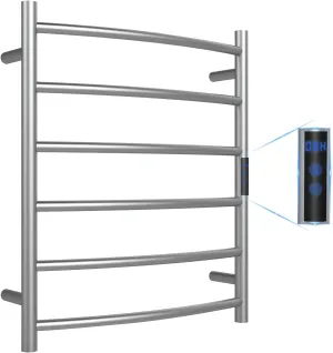 Towel Warmer, Towel Heater Rack for Bathroom, 6-Bars Electric Towel Warmer, Stainless Steel Wall-Mounted Tower Warmer with Intelligent Touch Screen Timer, Brushed