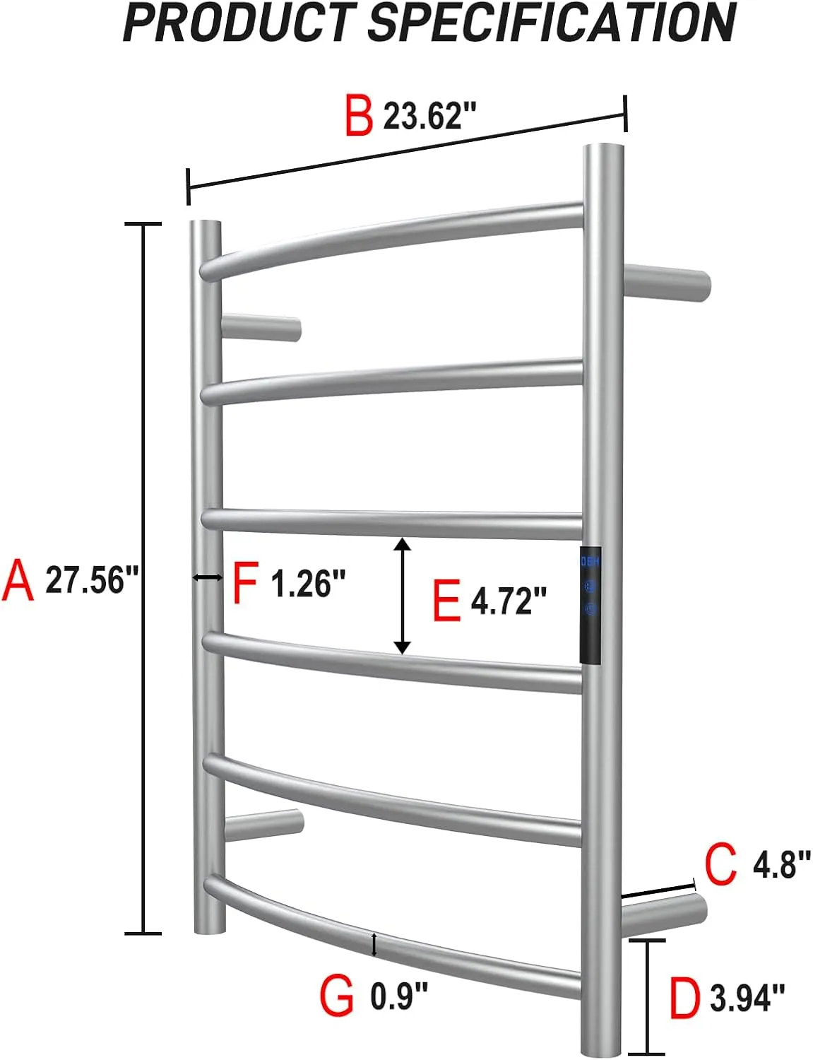 Towel Warmer, Towel Heater Rack for Bathroom, 6-Bars Electric Towel Warmer, Stainless Steel Wall-Mounted Tower Warmer with Intelligent Touch Screen Timer, Brushed