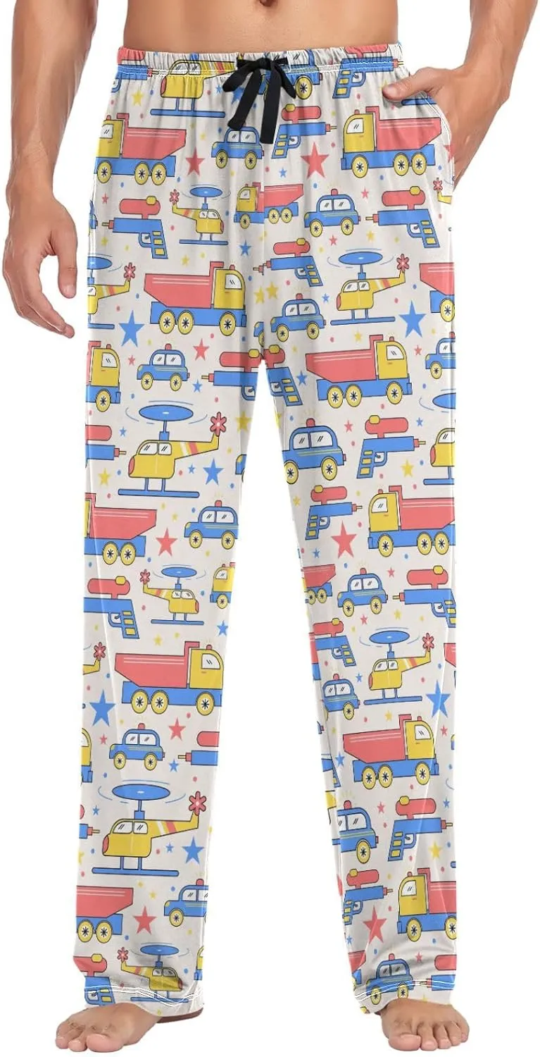 Trailer Airplane Pajama Pants for Men Comfort Sleep Lounge Bottoms Straight-fit with Pockets S-XXL