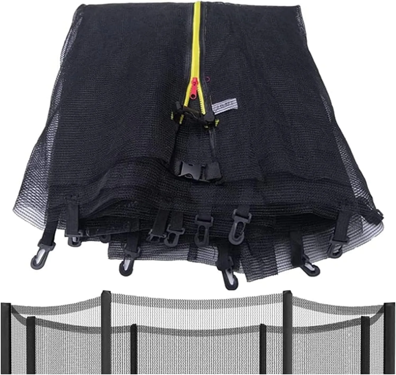Trampoline Safety Net for 6ft 8ft 10ft 12ft 13ft 14ft 16ftRound Frame 6 8 12 Poles Trampolines, Breathable Weather Resistant Tear-Proof