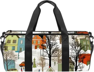 Travel Bag,Mens Gym Bag,Womens Gym Bag,Bright Houses Tree,Sports Bag