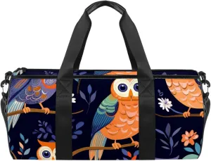 Travel Bag,Mens Gym Bag,Womens Gym Bag,Cartoon Owl Flower,Sports Bag