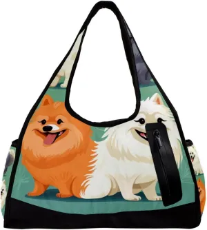 Travel Bag,Mens Gym Bag,Womens Gym Bag,Cartoon Pomeranian Dog,Sports Bag