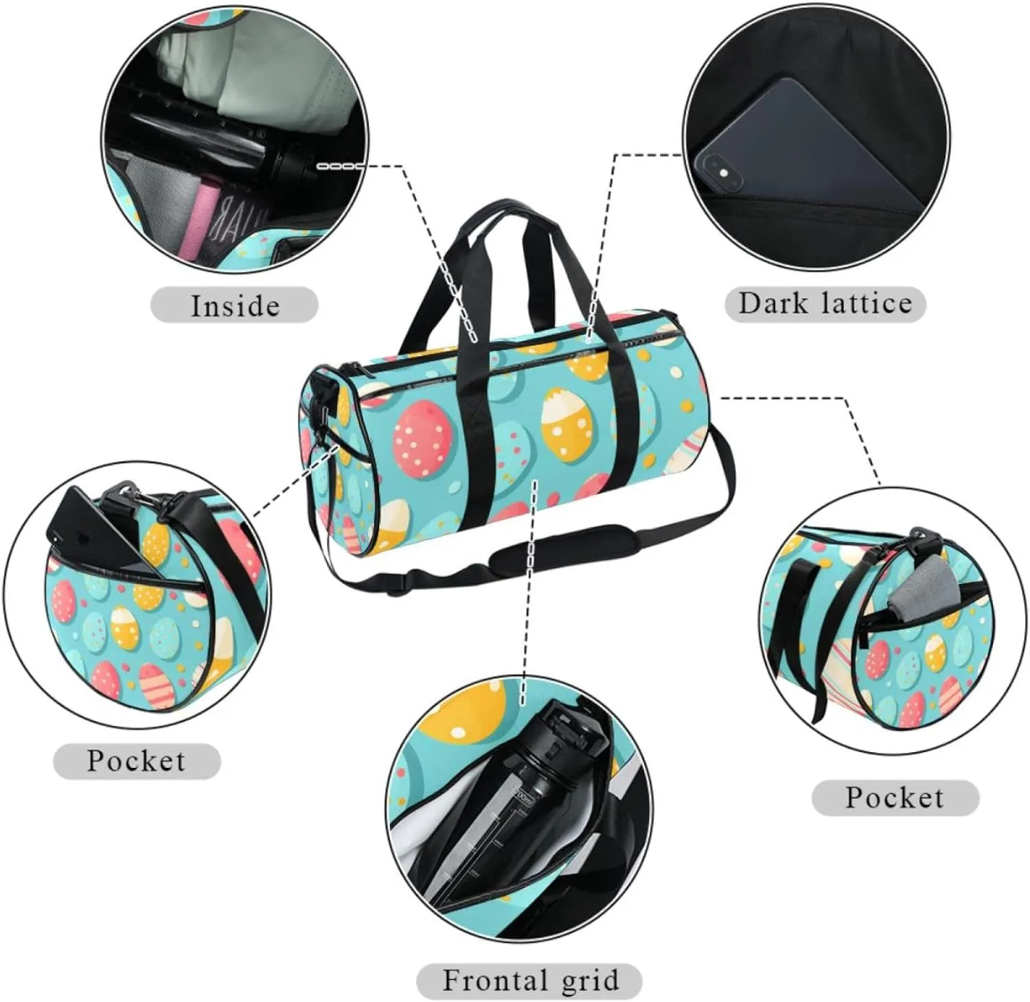 Travel Bag,Mens Gym Bag,Womens Gym Bag,Colored Print Egg Easter,Sports Bag