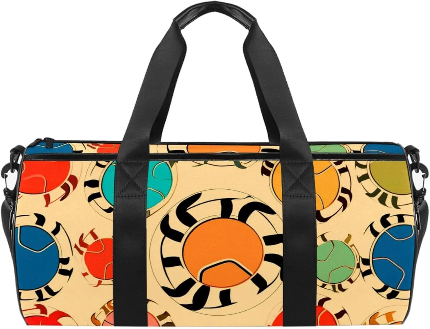 Travel Bag,Mens Gym Bag,Womens Gym Bag,Crabs and Leaf Dots,Sports Bag