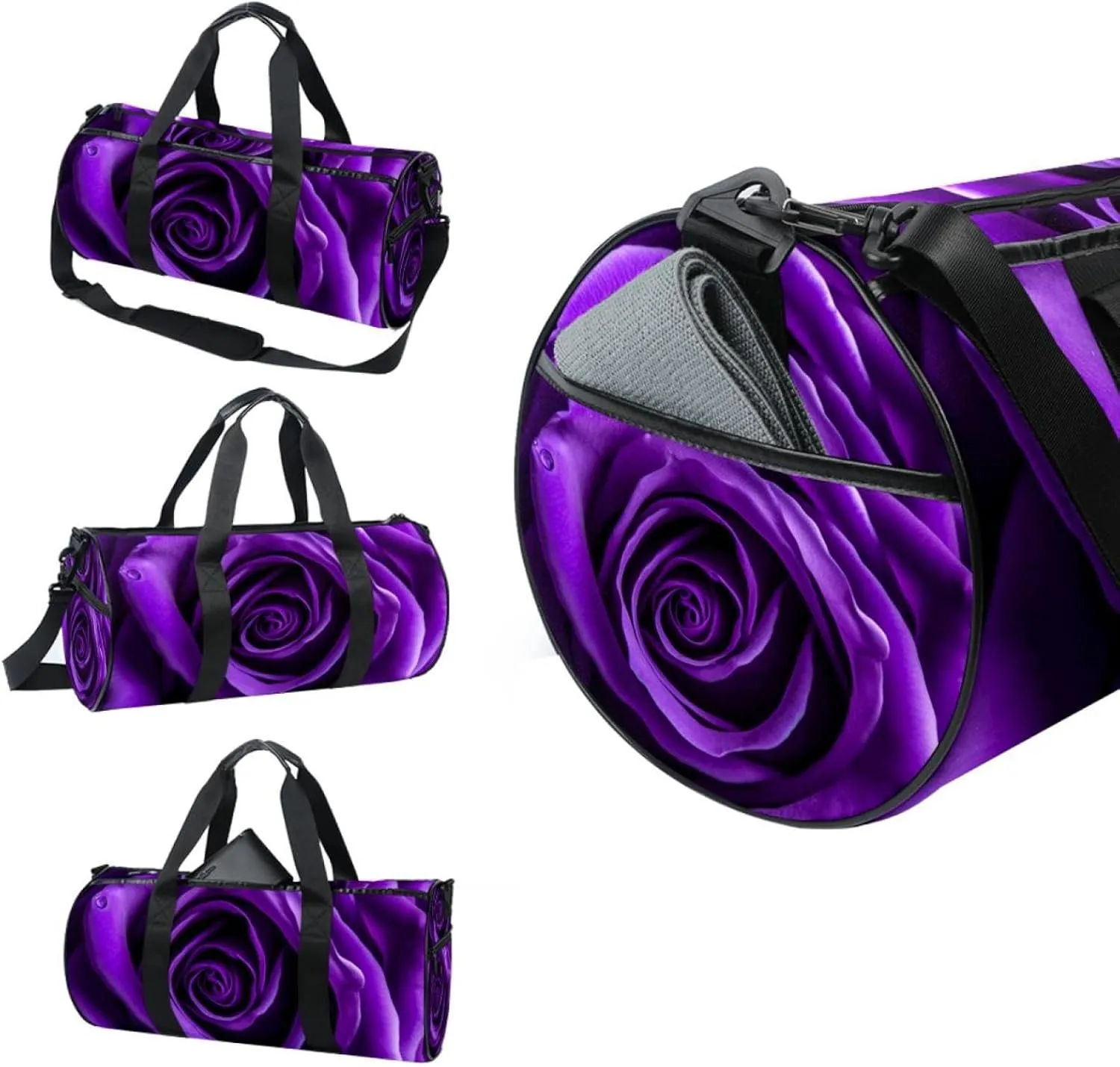 Travel Bag,Mens Gym Bag,Womens Gym Bag,Purple Rose,Sports Bag