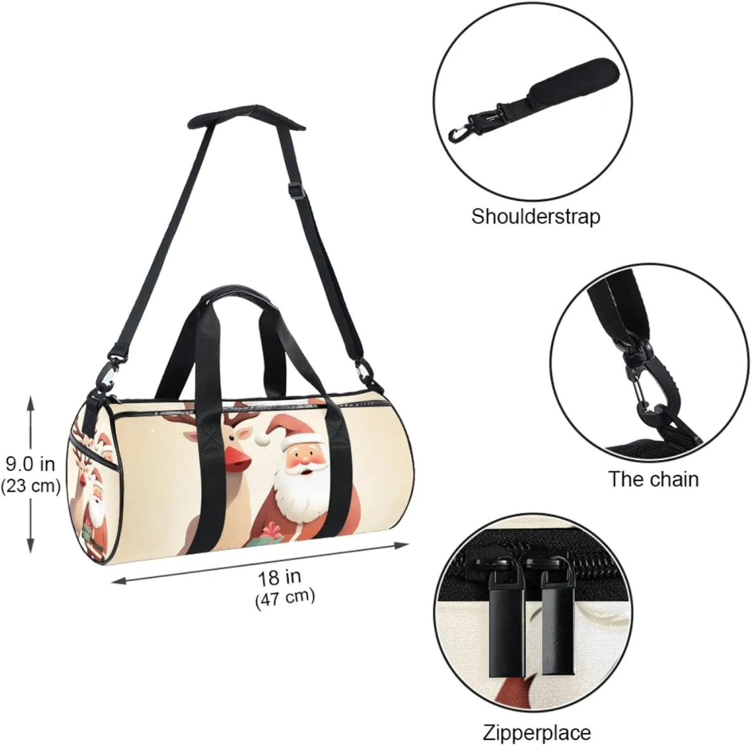Travel Bag,Mens Gym Bag,Womens Gym Bag,Xmas Deer Santa Claus,Sports Bag
