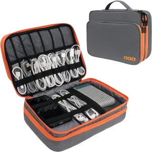 Travel Cable Organizer Bag, 3 Layer X-Large Capacity Electronics Accessories Cord Storage Case Bag for Cables, SD Card,Chargers, Power Bank, Cellphone,Tablet