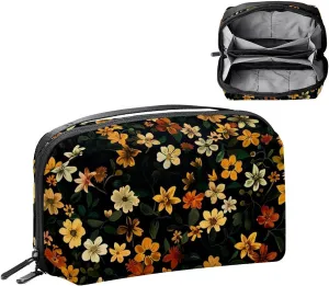 Travel Electronic Organizer, Art Vintage Little Florals Portable Tech Bag, Electronic Accessories Pouch, Waterproof Cable Case for Charger Power Bank USB SD Card Earphone