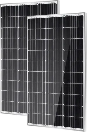 Traver Force Solar Panel 100 Watt 10BB Monocrystalline 12V Solar Panels for Home High Efficiency Solar Module Power Charger for RV Camping Cabin Marine Boat Motorhome Off-Grid Black 2-Pack 100W