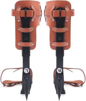 Tree Climbing Spike Kit, Pole Climbing Spurs Steel Adjustable Climber Strap Gaffs Upgrade Cow Leather Tree Climbing Gear Pole Climbing Spurs Tool for Felling Trees, Picking Fruit, Hanging Objects
