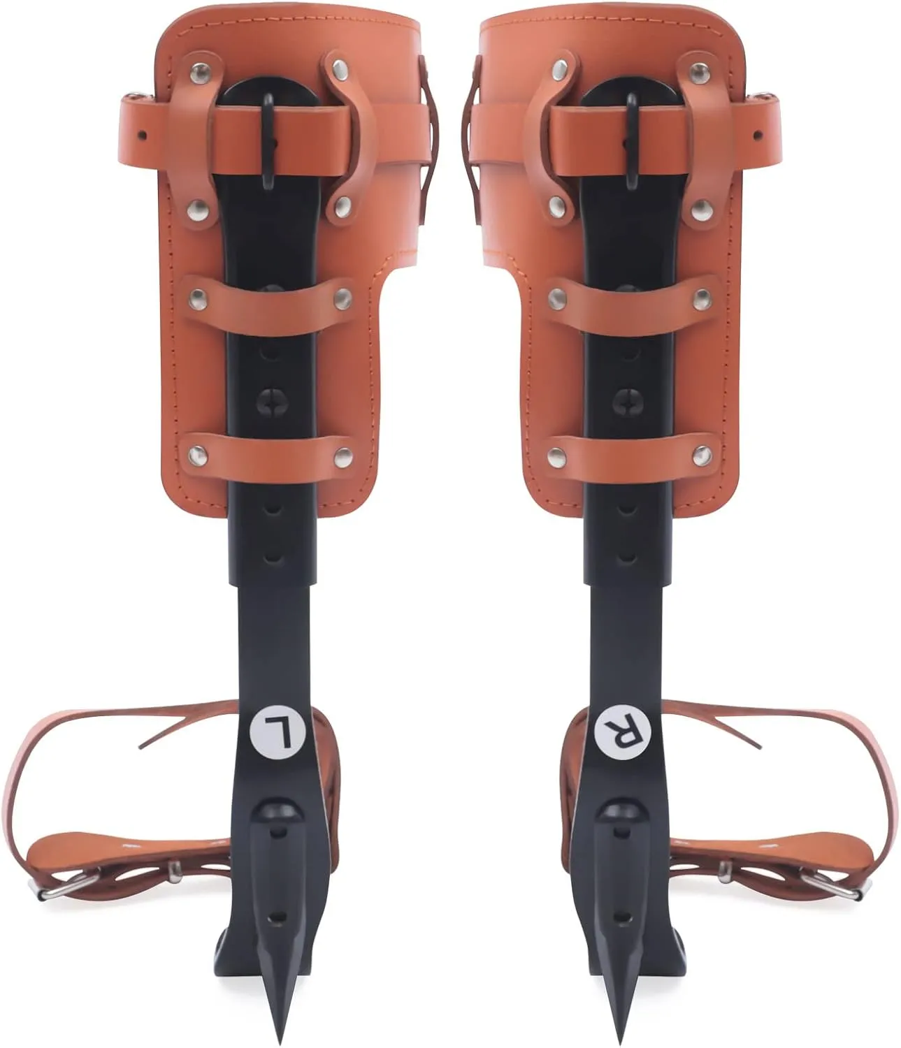 Tree Climbing Spike Kit, Pole Climbing Spurs Steel Adjustable Climber Strap Gaffs Upgrade Cow Leather Tree Climbing Gear Pole Climbing Spurs Tool for Felling Trees, Picking Fruit, Hanging Objects