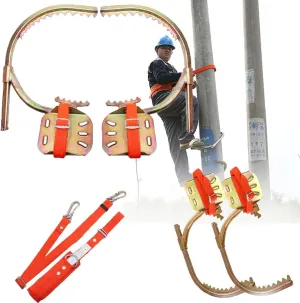 Tree Climbing Spikes, Non-Slip Pole Climbing Spikes with Safety Harness, Adjustable Electrician Wooden Pole Foot Buckle, for Hunting Observation, Picking Fruit,350Model