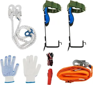 Tree Climbing Spikes Set, Pole Climbing Spurs w/Adjustable Rope Climber, Safety Belt, Rope, Foot Straps, 2 Ankle Straps