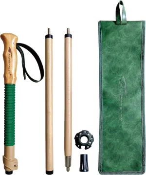 Trekking Poles- 1-pc Pack - Adjustable Hiking or Walking Stick –Strong, Natural Beech Wood - Quick Adjust Flip-Lock - Beech Wood Grip, Leather Strap
