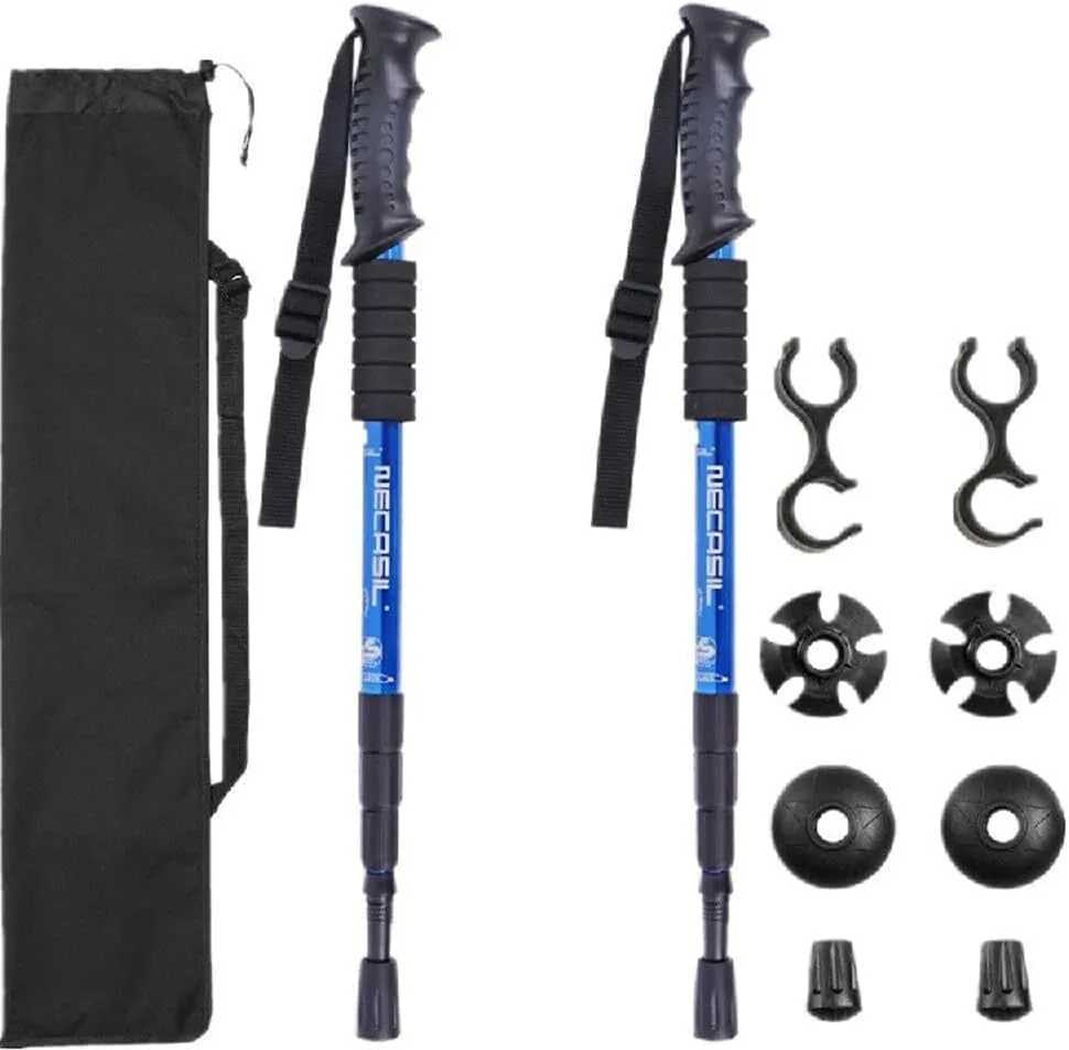 Trekking Poles - 2 Pack with Antishock and Quick Lock System, Telescopic, Collapsible, Ultralight for Hiking, Camping, Mountaining, Backpacking, Walking (B)