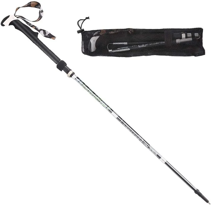 Trekking Poles Collapsible Lightweight Long Premium Carbon Fiber Anti-Shock Crutches Snow Season with The Vestibule Fast Lock Walk Mountaineering Equipment (Color : Matt Black) (Matt Black )