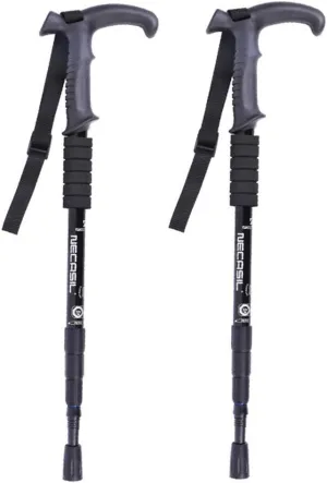 Trekking Poles Ultralight Aluminium Telescopic Hiking Poles Walking Sticks with Inner Lock Antishock for Man and Female in Hiking Camping Walking Trekking (Black)