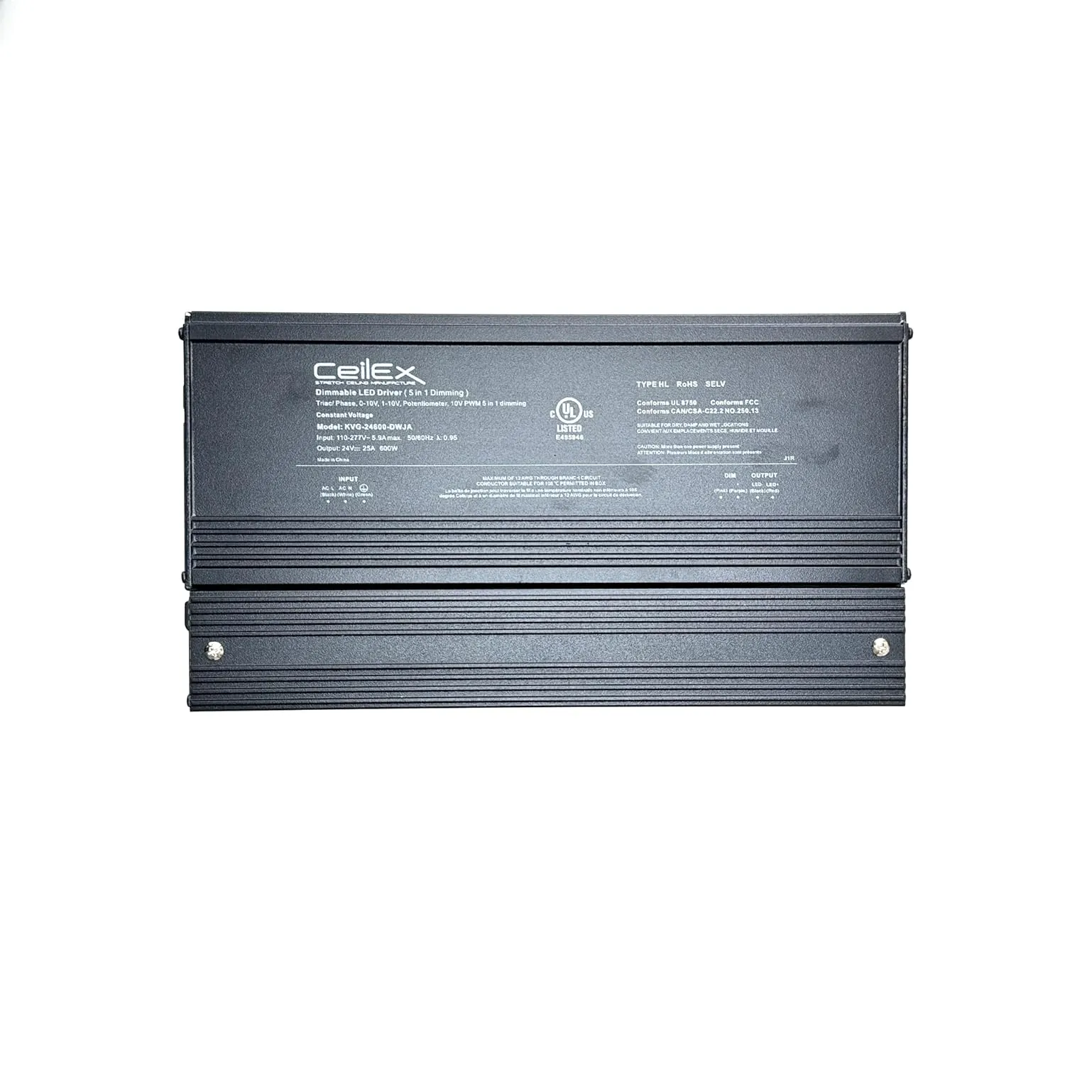 Triac Dimmable LED Driver 24V 600W IP67 UL Listed Compatible with Lutron Dimmer, Transformer for LED Lights, Dimmable Power Supply 5 in 1 Triac/0-10V/1-10V/Potentiometer/10V PWM