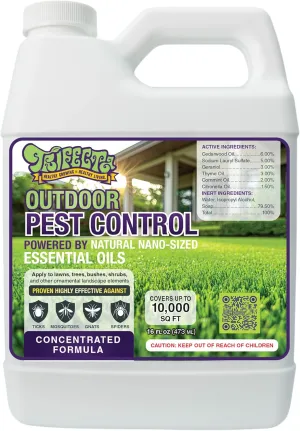 Trifecta Outdoor Pest Control | Natural Mosquito Repellent, Tick, Gnat, & Mosquito Backyard Control | Pet & Kid Safe | Pest Control Spray Concentrate for Lawns, Trees, Bushes, Patios & More (16oz Con)