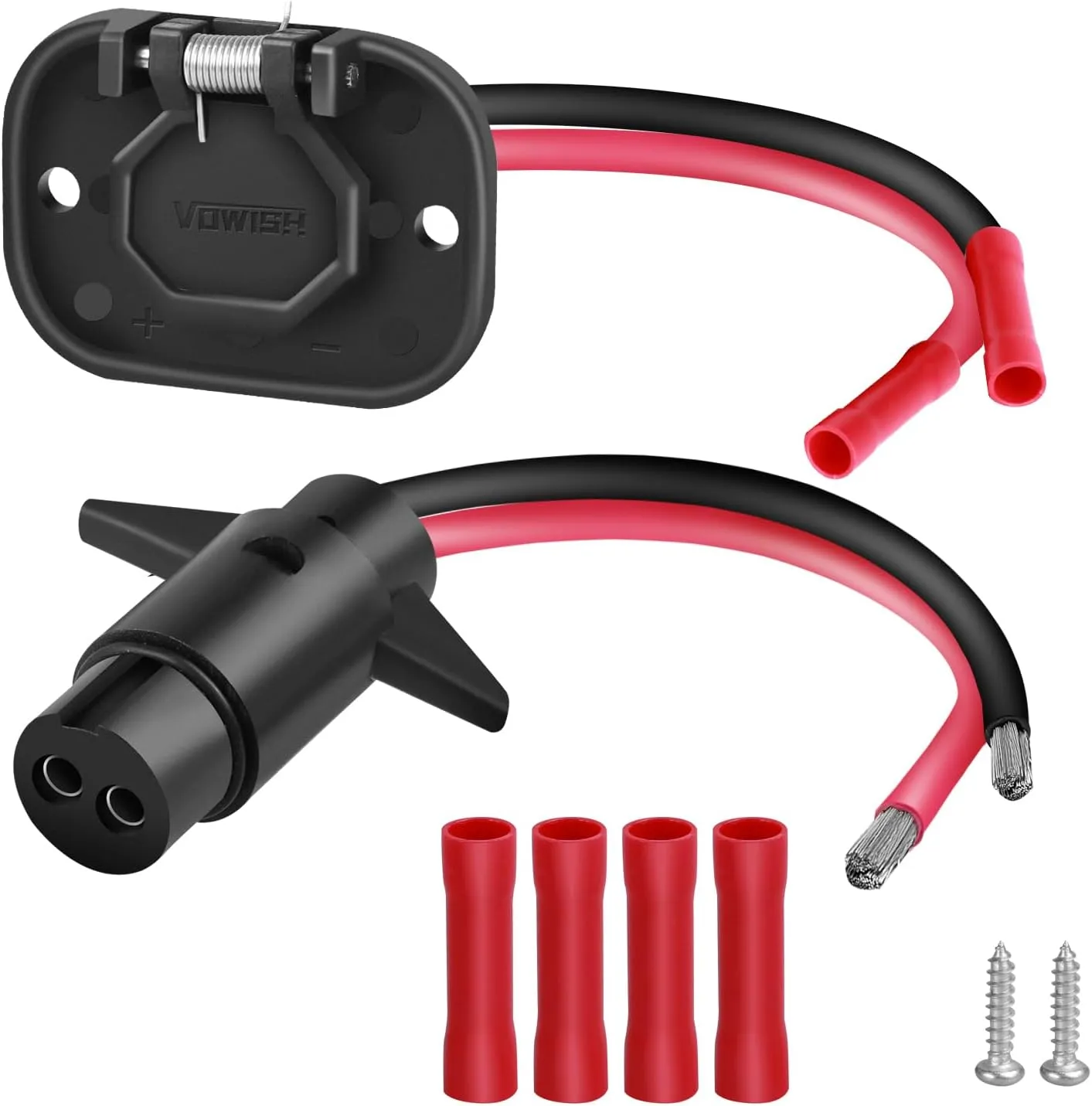 Trolling Motor Plug - 12V 8 Gauge 2-Wire Receptacle for Minn Kota, Waterproof Trolling Motor Connector, Quick Connect Trolling Motor Socket - Ideal for Marine Boats and Kayaks