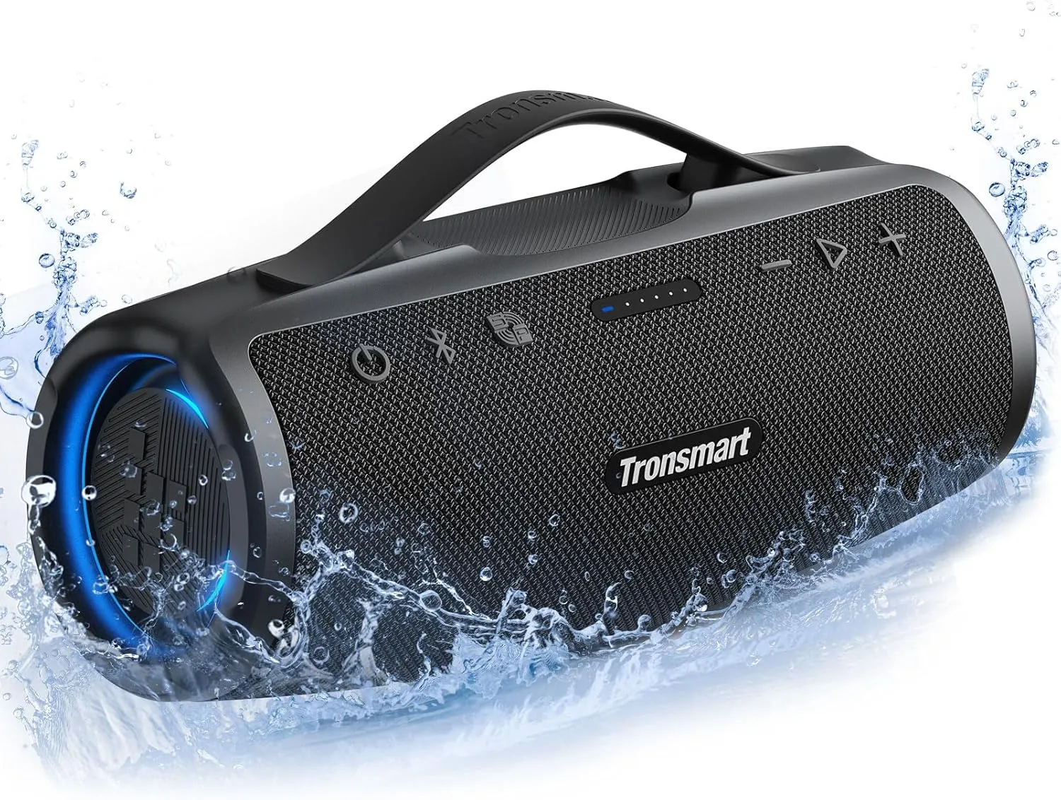 Tronsmart Mirtune S100 Portable Bluetooth Speaker, 50W Punchy Bass &Clear Treble, Retractable Handle, 20H Playtime, IPX7 Waterproof, Customize EQ, Built-in Power Bank for Outdoor, Camping,Beach(Black)