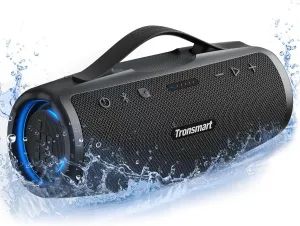 Tronsmart Mirtune S100 Portable Bluetooth Speaker, 50W Punchy Bass &Clear Treble, Retractable Handle, 20H Playtime, IPX7 Waterproof, Customize EQ, Built-in Power Bank for Outdoor, Camping,Beach(Black)