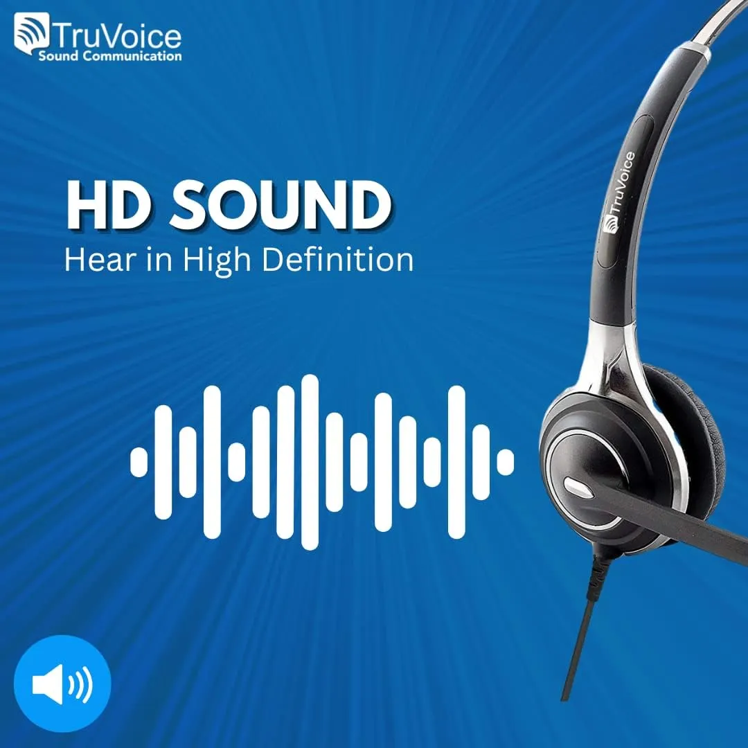 TruVoice HD-700 Premium Office/Call Center Headset with Noise Canceling Microphone - Compatible with Mitel, Nortel, Avaya, Poly, Polycom, Shoretel, Aastra, Digium, ESI and Fanvil Phones