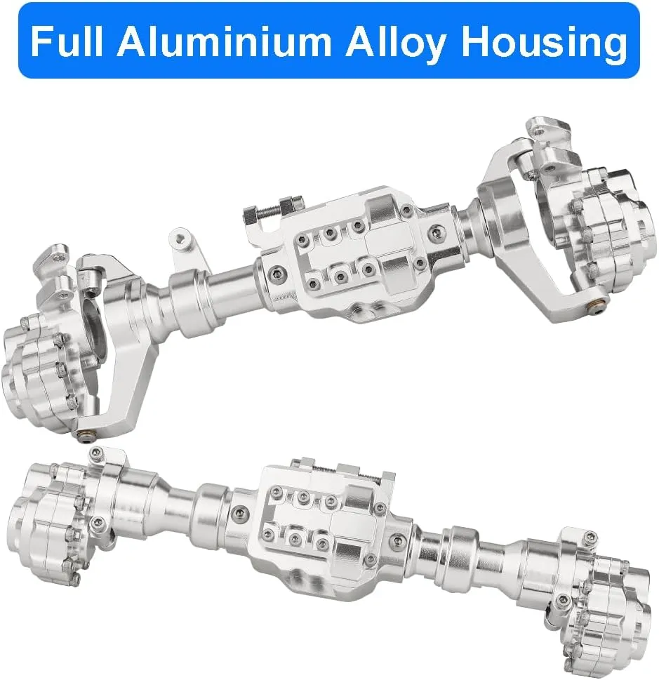 TRX4 Aluminum Alloy Front & Rear Axle Housing Set for 1/10 Traxxas TRX-4 Defender Bronco 2021 G500 Chevrolet RC Crawler Car Upgrade Parts (Silver)