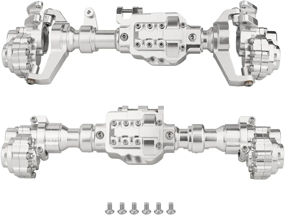 TRX4 Aluminum Alloy Front & Rear Axle Housing Set for 1/10 Traxxas TRX-4 Defender Bronco 2021 G500 Chevrolet RC Crawler Car Upgrade Parts (Silver)