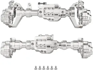 TRX4 Aluminum Alloy Front & Rear Axle Housing Set for 1/10 Traxxas TRX-4 Defender Bronco 2021 G500 Chevrolet RC Crawler Car Upgrade Parts (Silver)