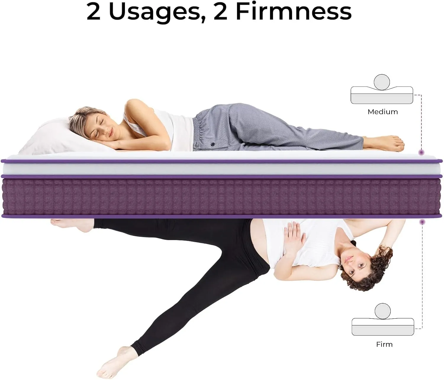 Twin Mattress, 10 Inch Hybrid Twin Mattress, Twin Size Mattress in a Box, Plush Foam Mattress with Individually Pocketed Coils, Motion Isolation for Pressure Relief, Medium Soft
