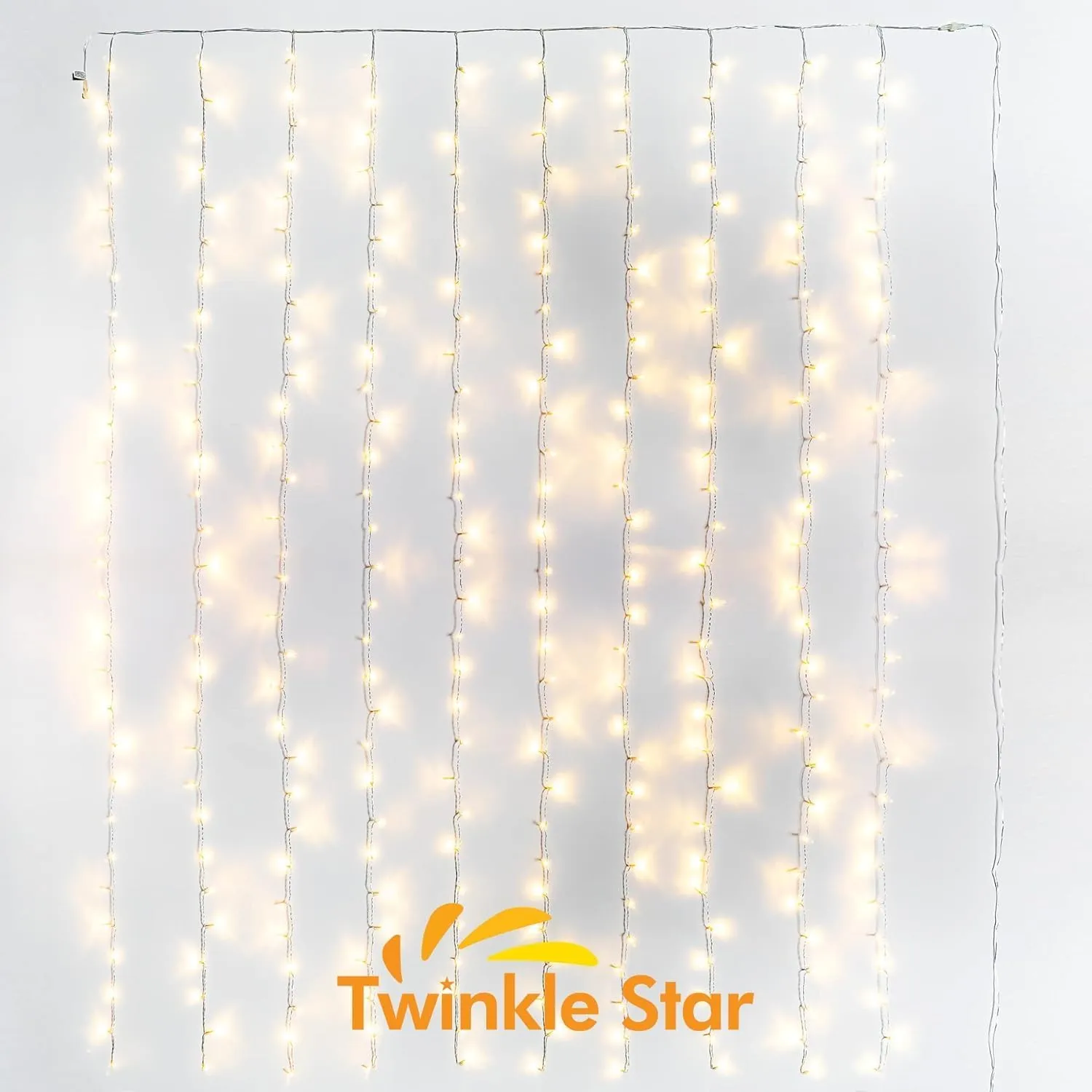 Twinkle Star 300 LED Window Curtain String Light for Christmas Wedding Party Home Garden Bedroom Outdoor Indoor Wall Decorations (Warm White), 2 Pack