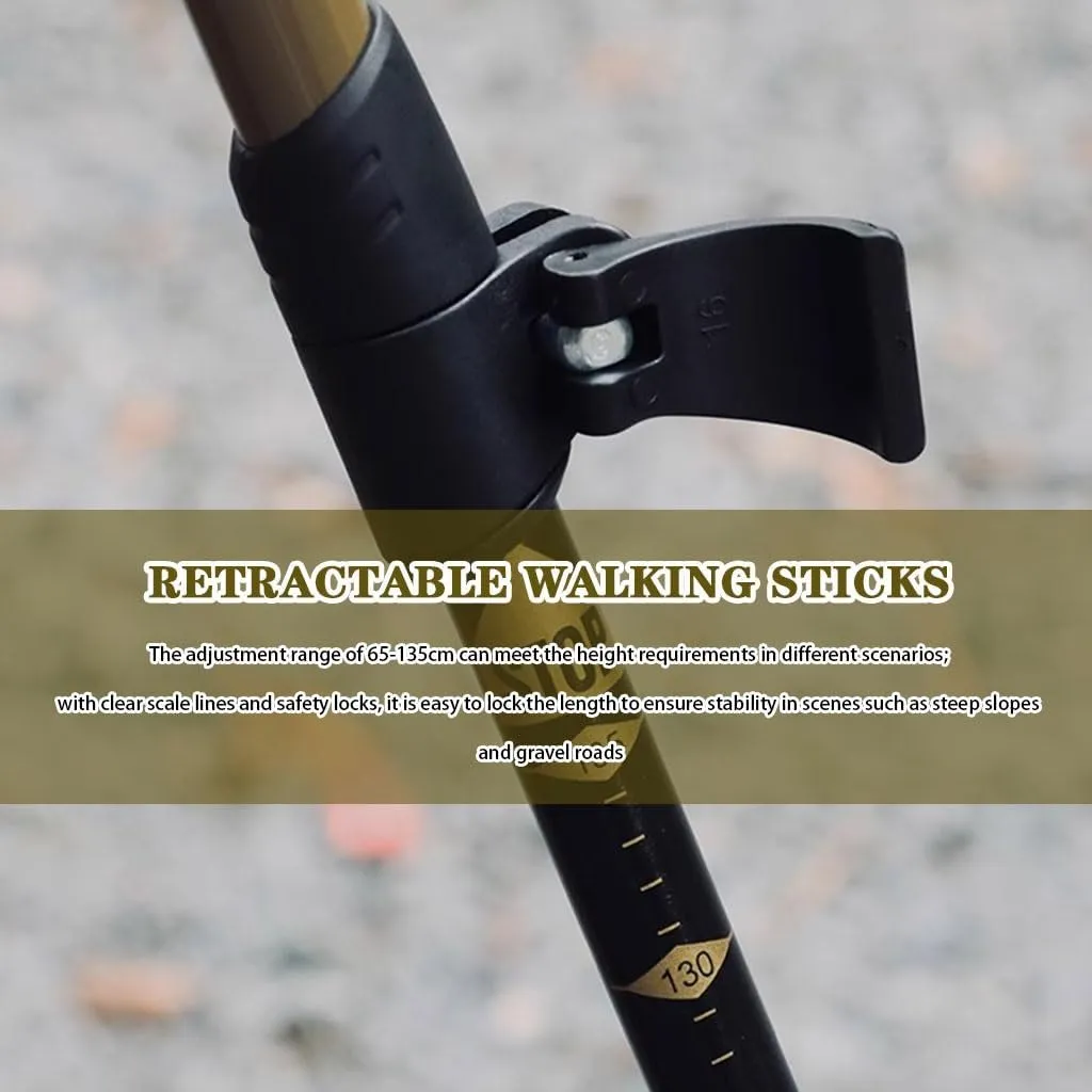 Two Telescopic Walking Stick, Nordic Hiking Gear, Easy Adjustability Trekking Poles, with Aluminum Alloy Lock, for Men, Women