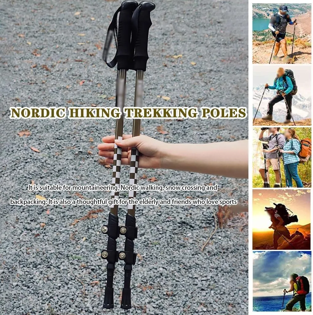 Two Telescopic Walking Stick, Nordic Hiking Gear, Easy Adjustability Trekking Poles, with Aluminum Alloy Lock, for Men, Women