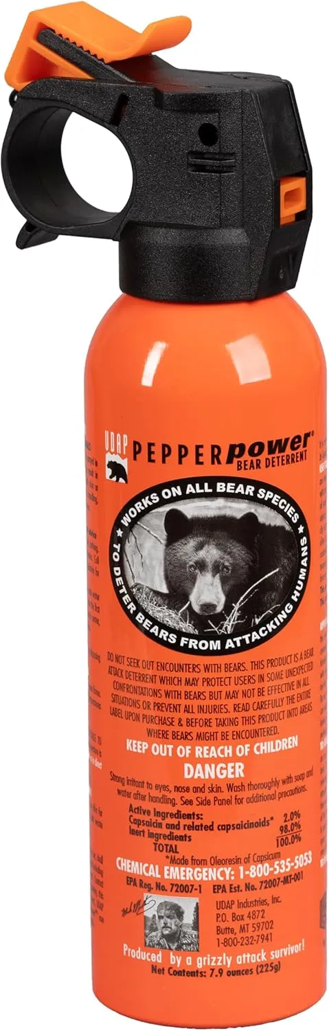UDAP #12 Pepper Power Premium Can Only Bear Spray Self Defense Deterrent for Camping, Hiking, Fishing, Powerful Blast Pattern, 30 ft Fog Barrier, 7.9 oz